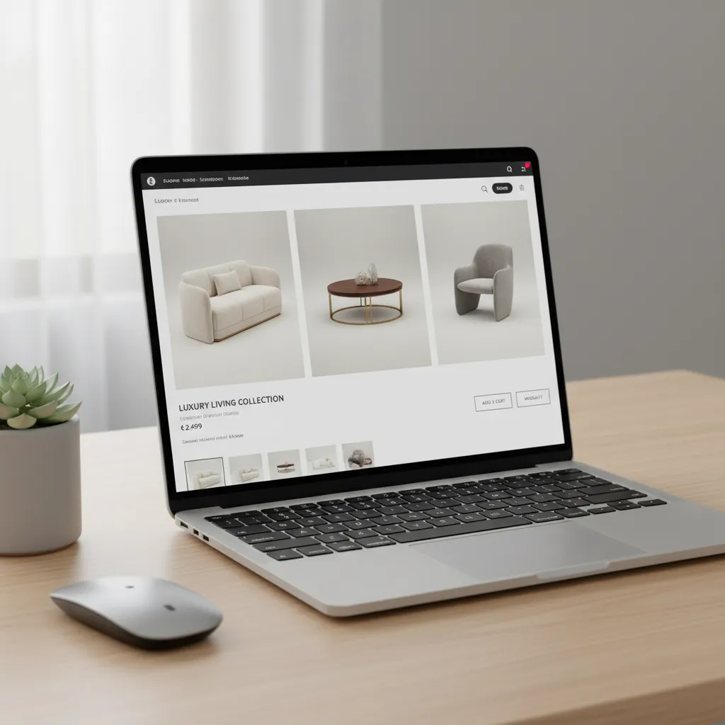 photorealistic 3D rendered product images displayed on ecommerce website layout