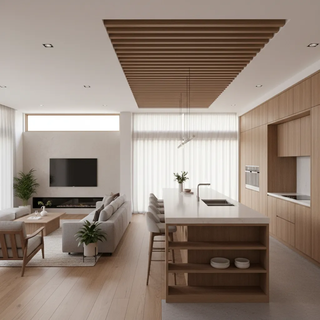 3d visualization of remodeled open concept living space
