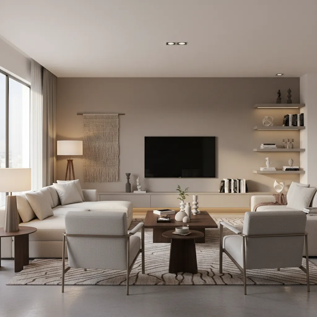 3D render demonstrating proper camera composition for interior visualization