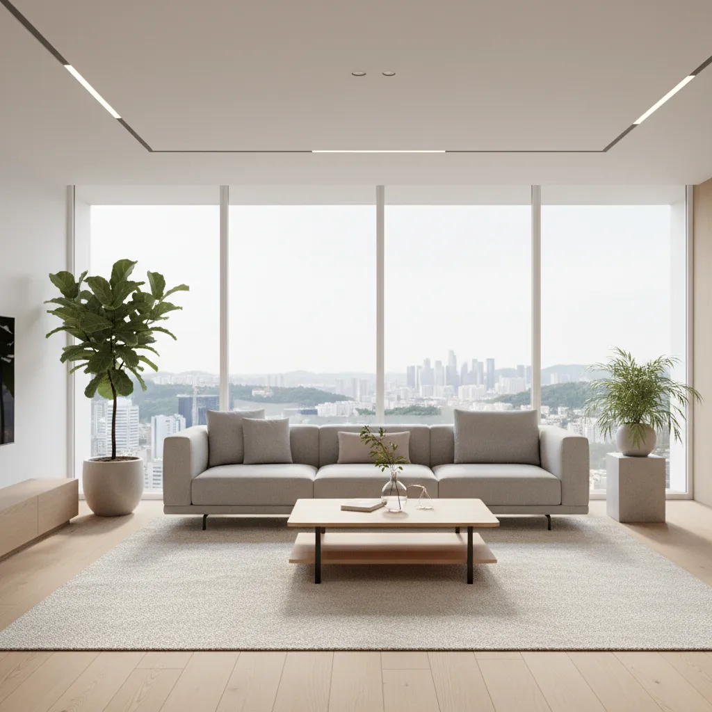 photorealistic interior living room 3D render used for architectural presentation