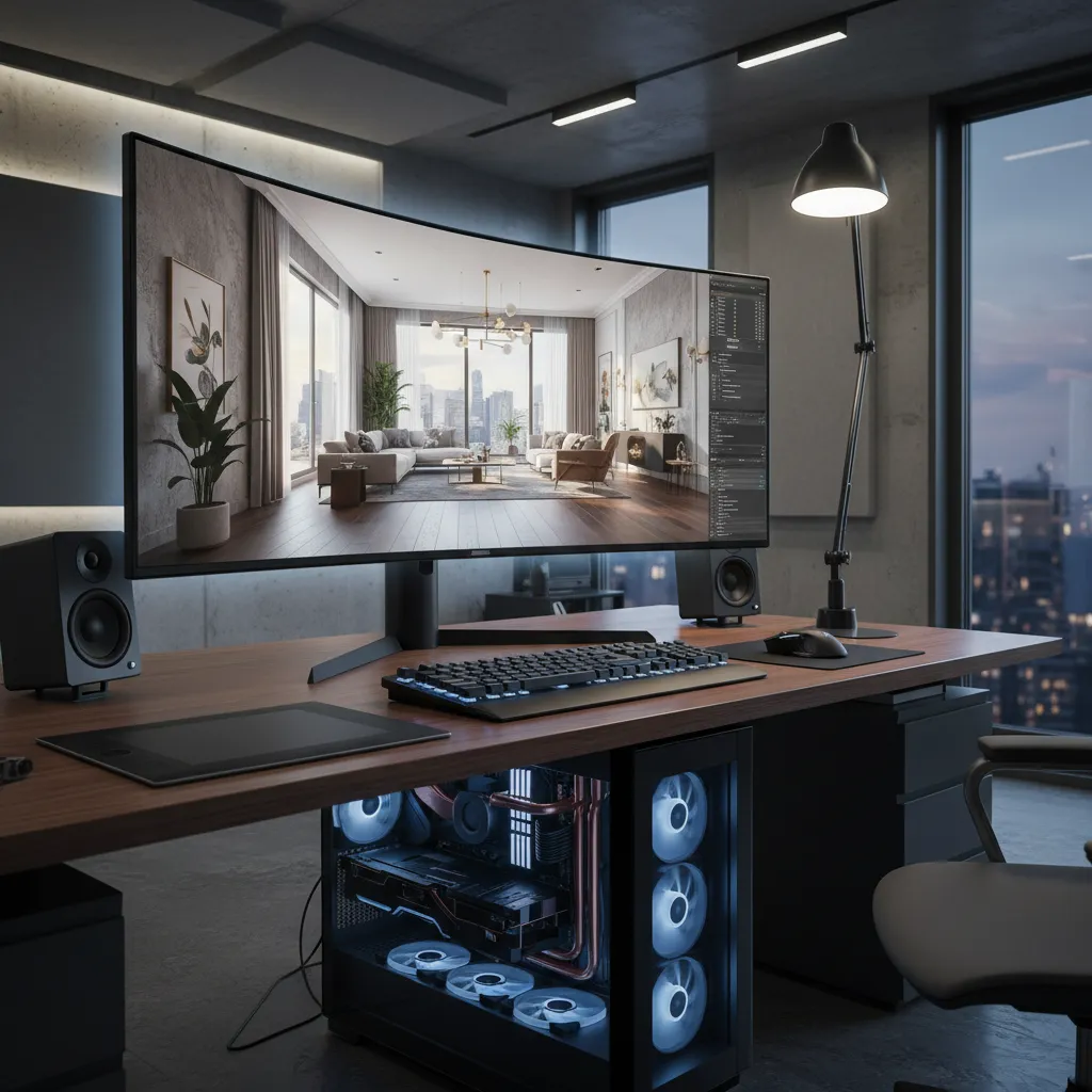 High performance computer workstation used for 3D rendering and modeling