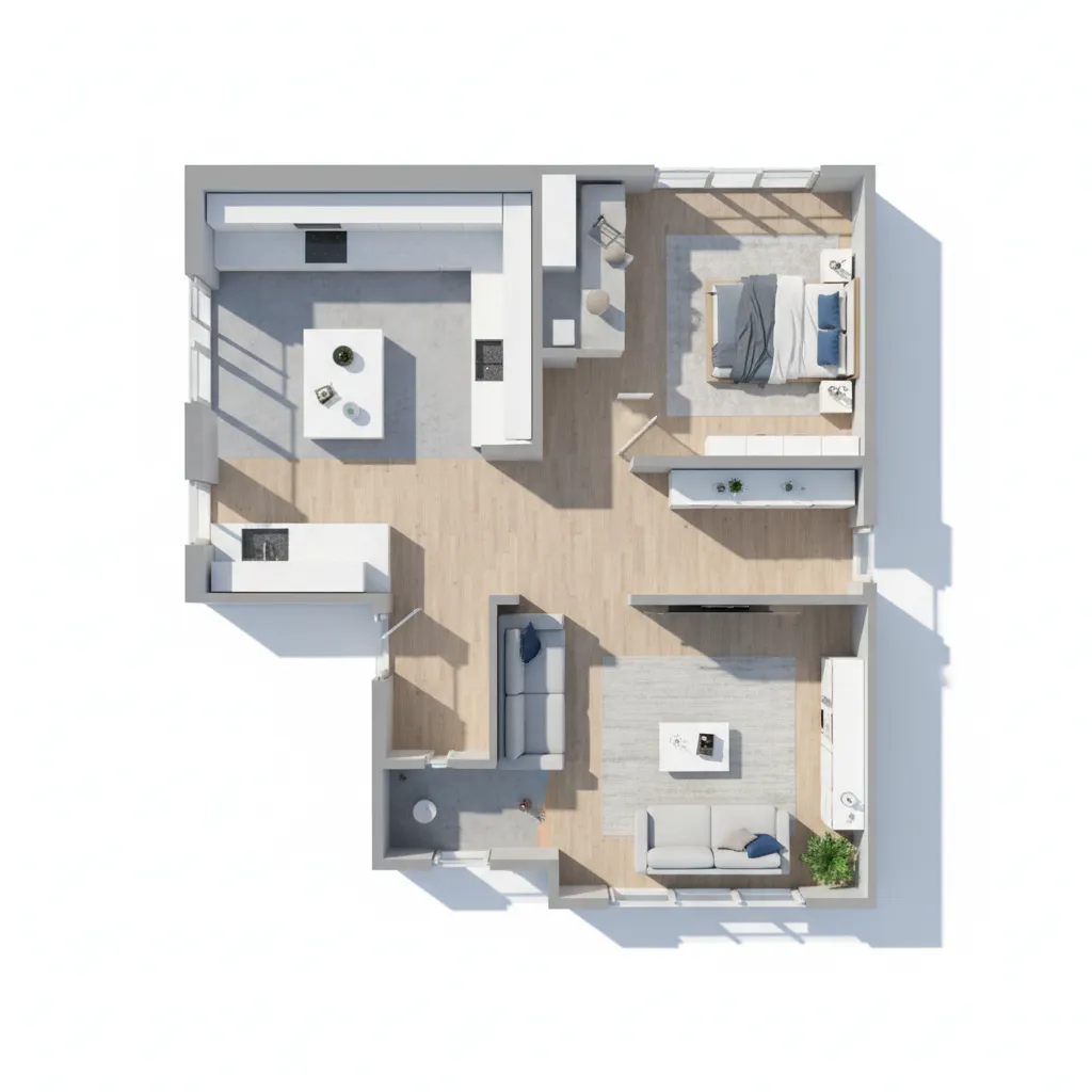 3D floor plan layout created with renovation planning software