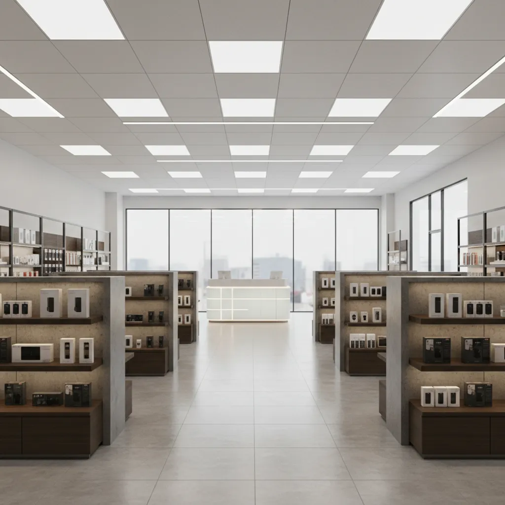 Render 3D de diseño interior de una tienda antes de construirse