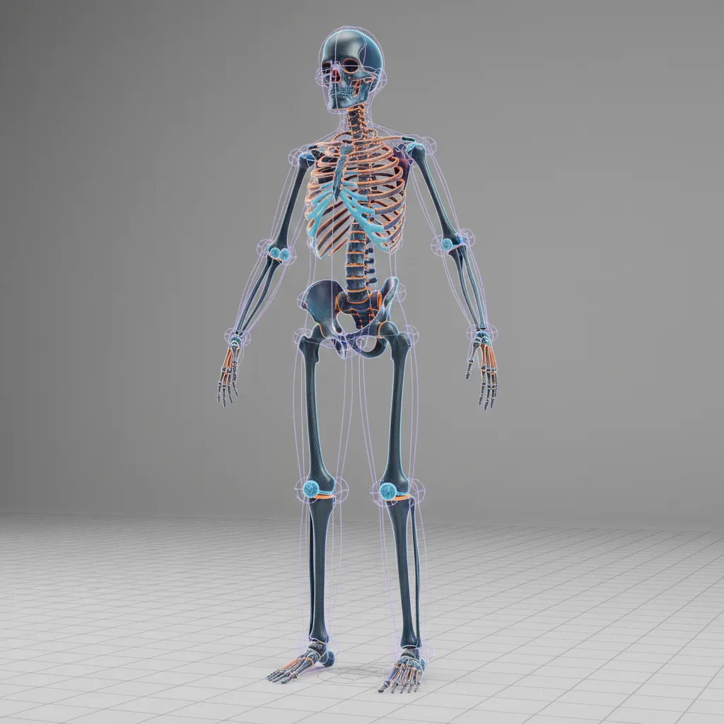 3D rig joint hierarchy visualization for character animation
