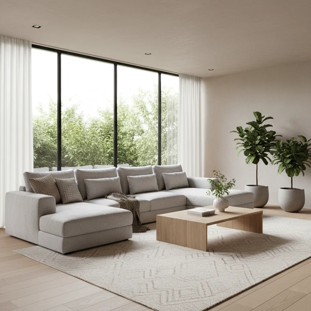 Visualización 3D de una sala moderna diseñada digitalmente