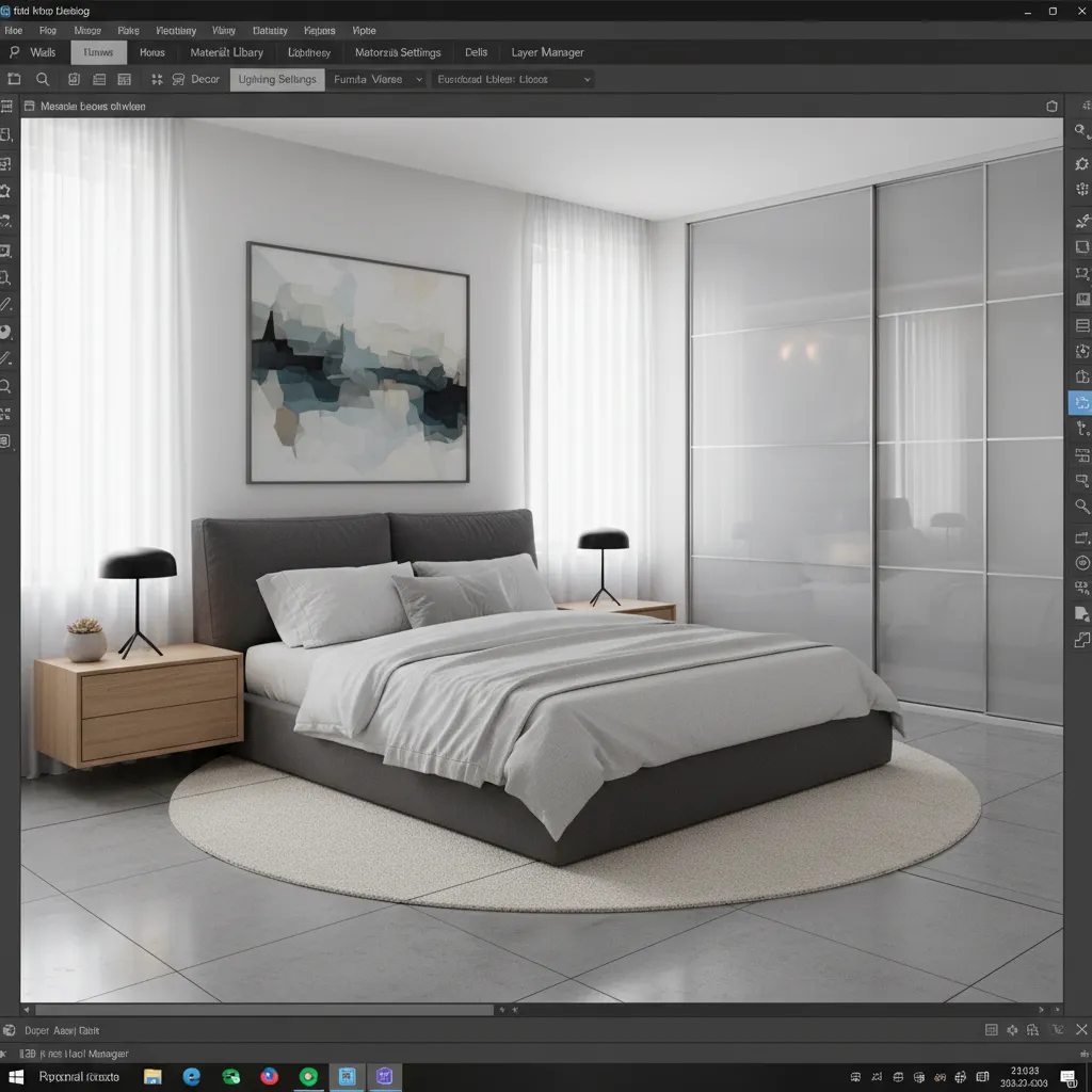Visualización 3D de una habitación antes de amueblarla