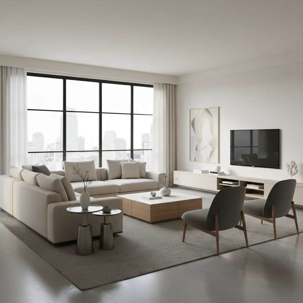 Diseño de sala de estar en 3D creado con software de interiorismo