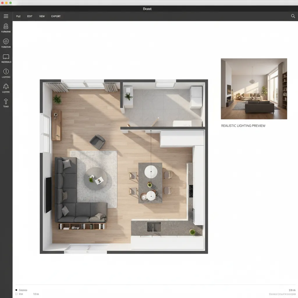 3D floor plan and furniture layout created with home design software