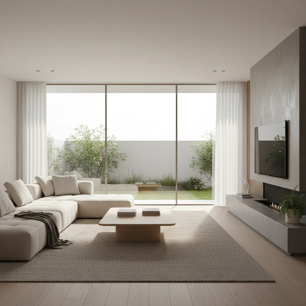 3D visualization of a modern living room generated from a digital floor plan