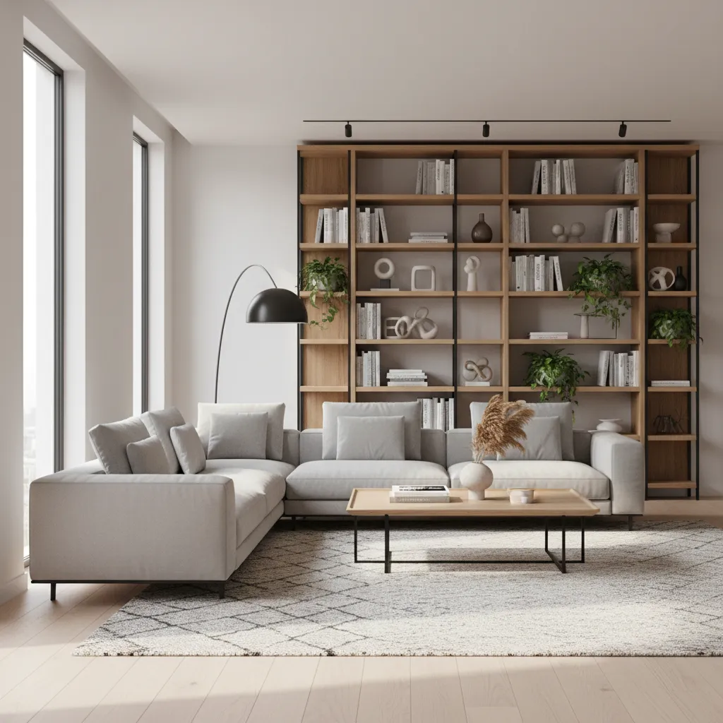 Realistic 3D visualization of a living room created in home design software