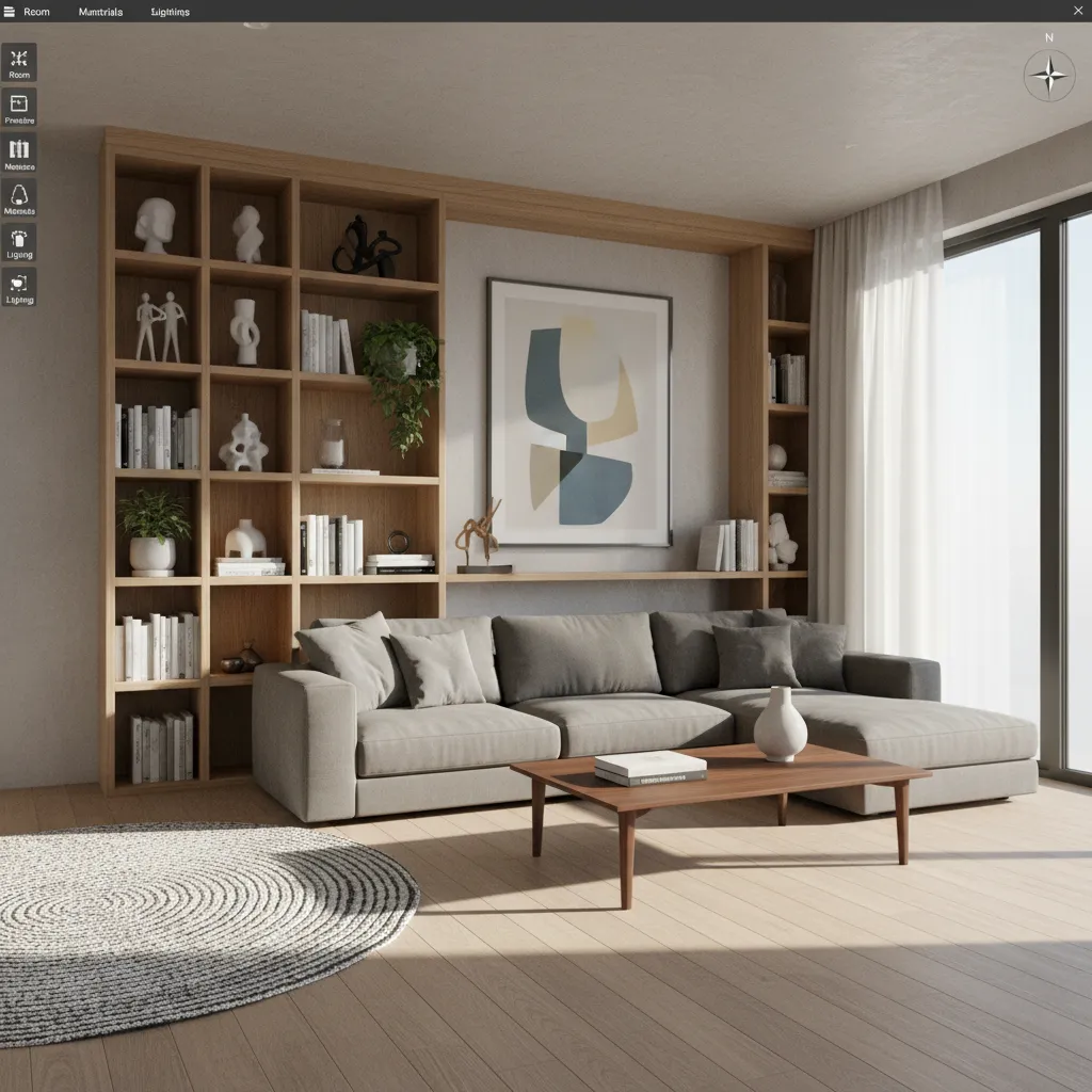 Planificador 3D de habitación con muebles colocados digitalmente