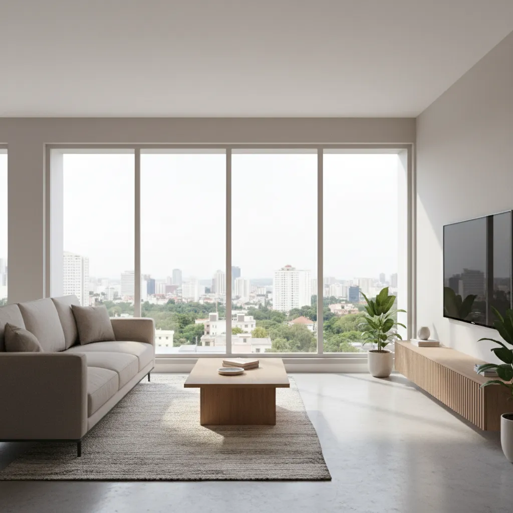 3D visualization of a living room generated from a room planner tool