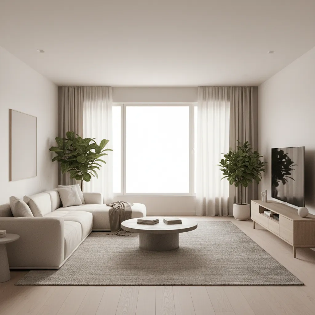 3D preview of a living room created with a free floor planner