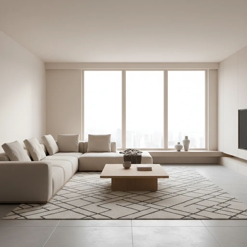 3D visualization of living room generated from floor planner layout
