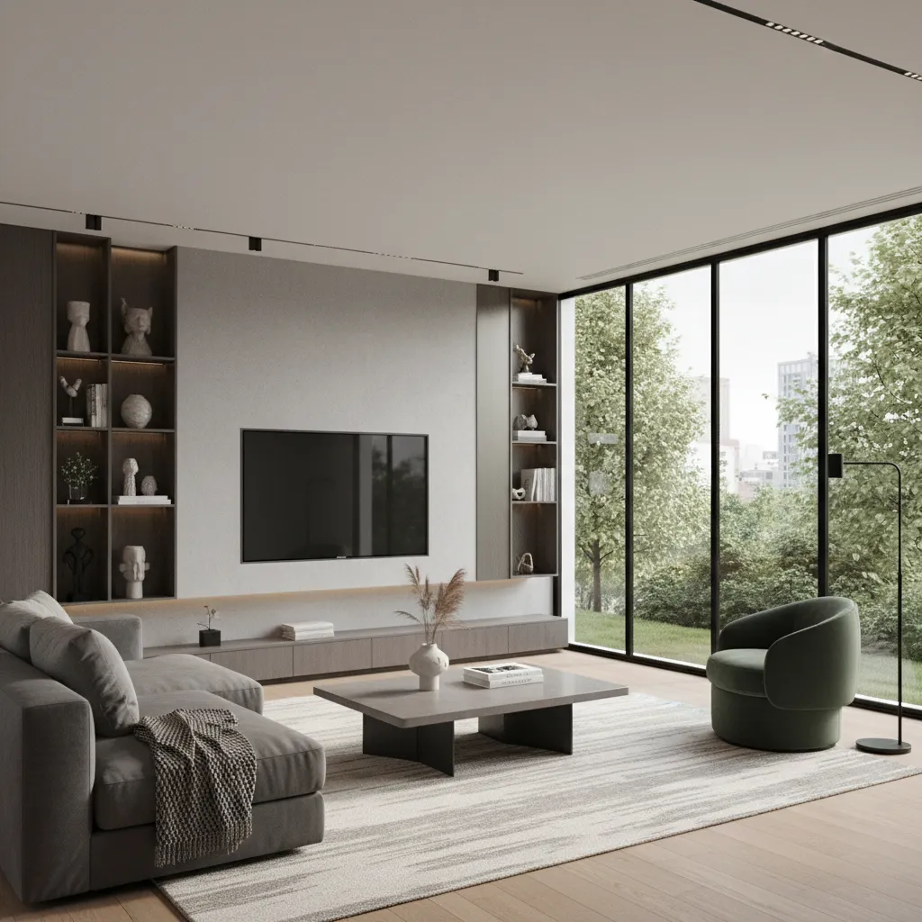 Visualización 3D de una sala creada con una aplicación de diseño de interiores