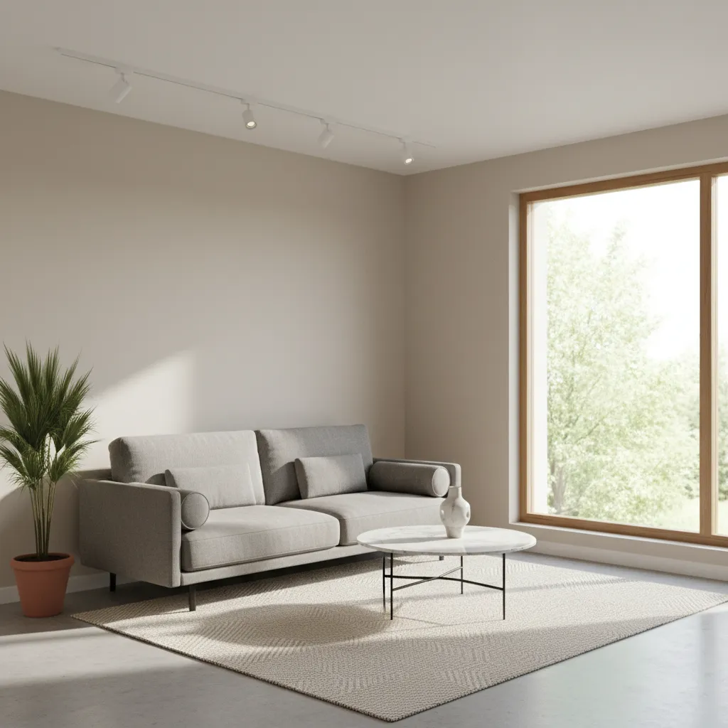 3D visualization of a small living room created in beginner design software