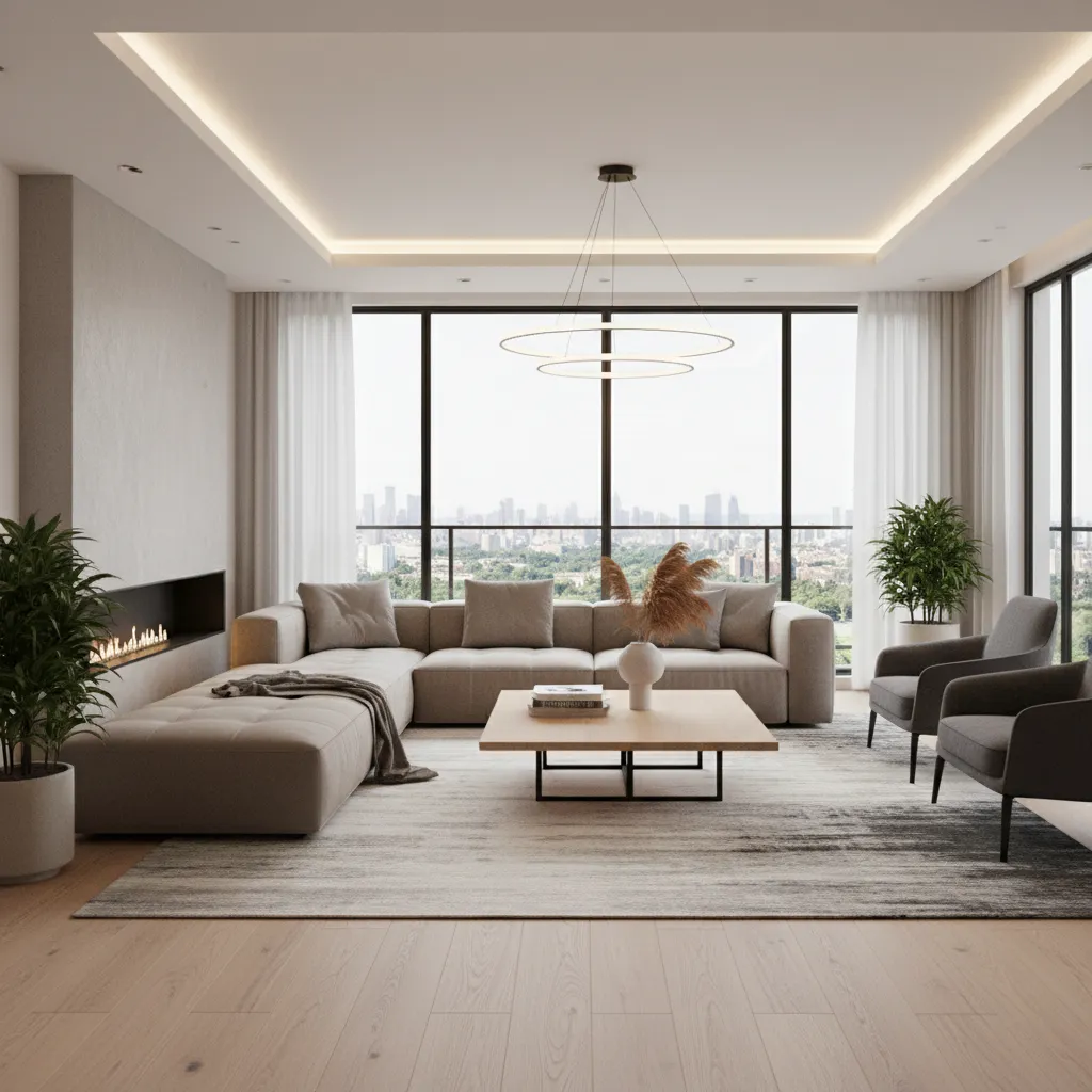 Visualización 3D de un salón generado con software de diseño