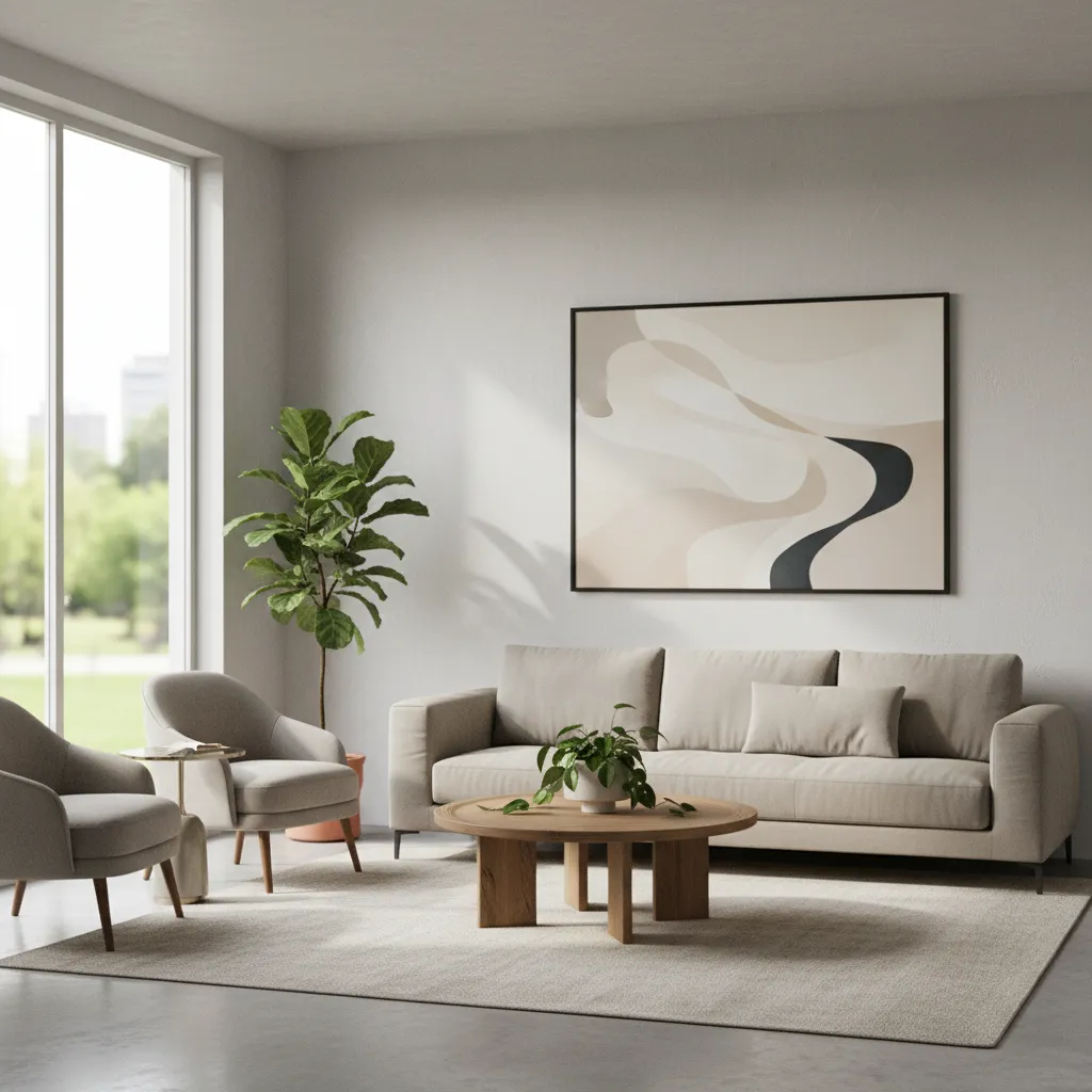 3D visualization of a small modern living room created with a room planner