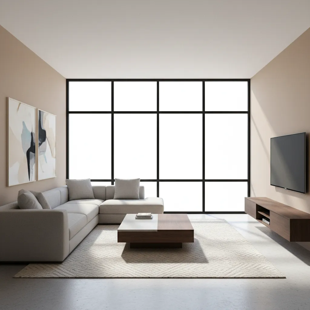 3D visualization of a living room generated from floor plan design software