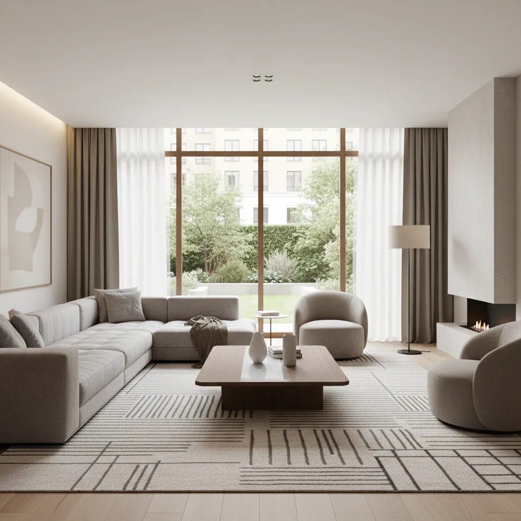 3D visualization of a living room generated from floor plan software