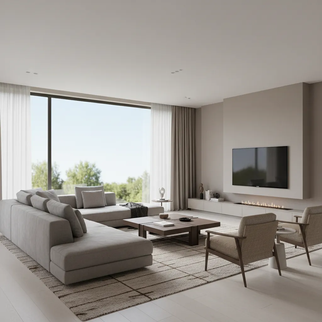 3D visualization of a living room generated from a floor plan creator