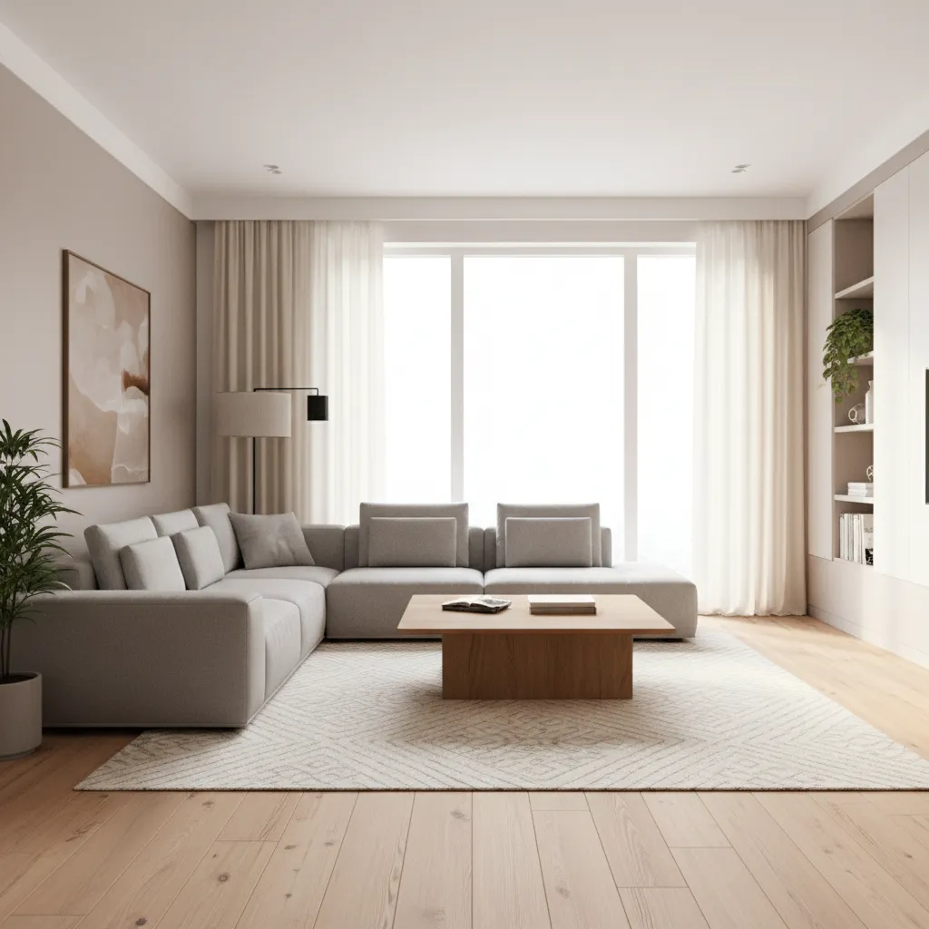 3D visualization of a modern living room created with interior design software