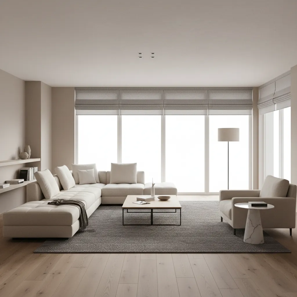 3D rendered living room preview used to evaluate furniture placement