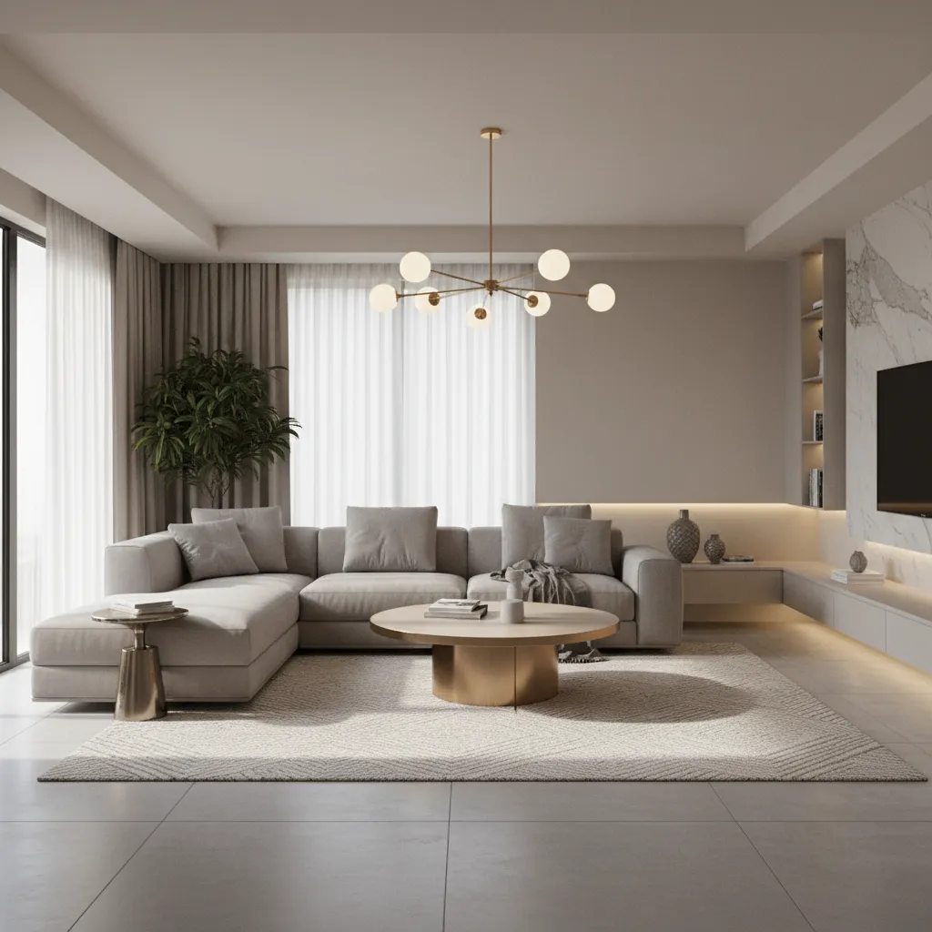 3D rendered living room created using interior design software