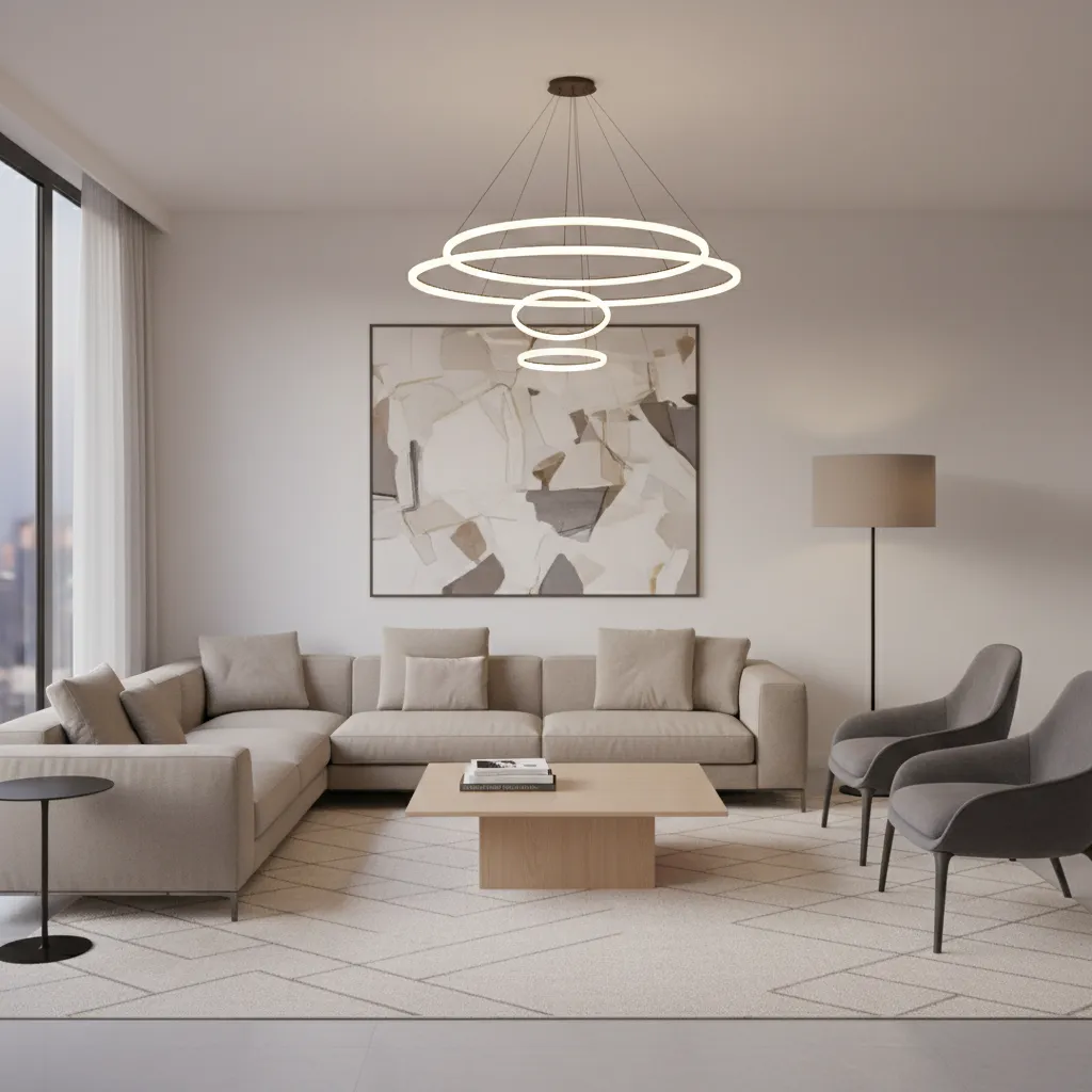 3D visualization of a living room created using beginner interior design software