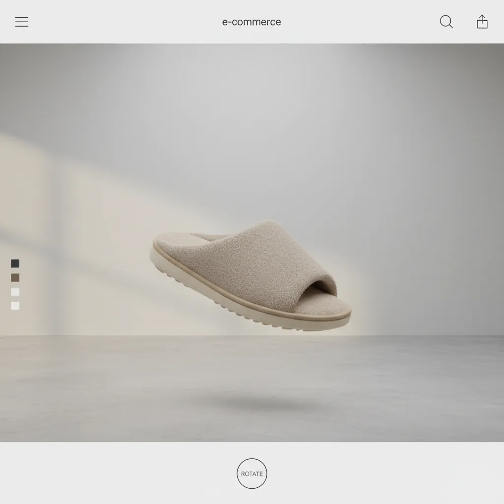 3D slipper model loading inside a web based product viewer