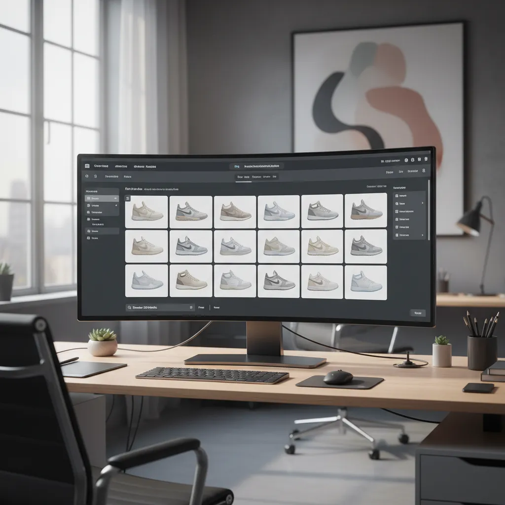 digital marketplace interface displaying sneaker 3d model previews for download
