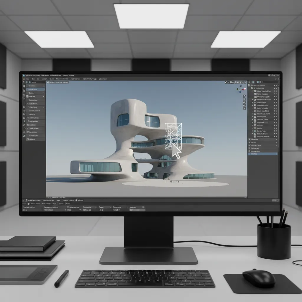 3D modeling viewport showing object that cannot be selected