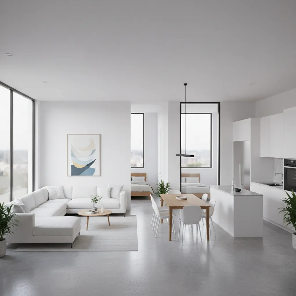 Visualisasi 3D desain rumah kecil modern