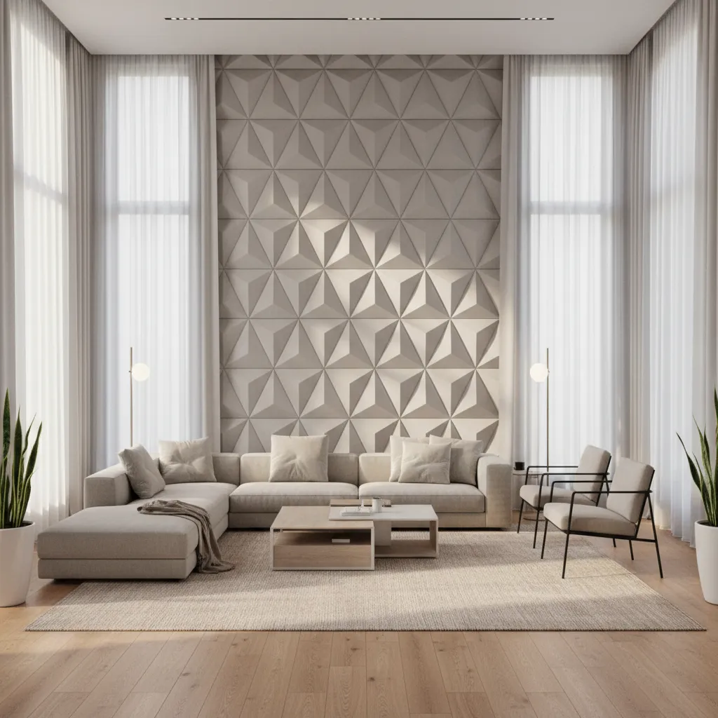 3D wall texture design for living room with five real ideas