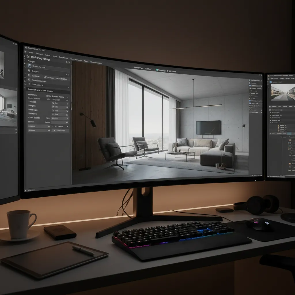 3ds Max rendering settings interface with renderer selection