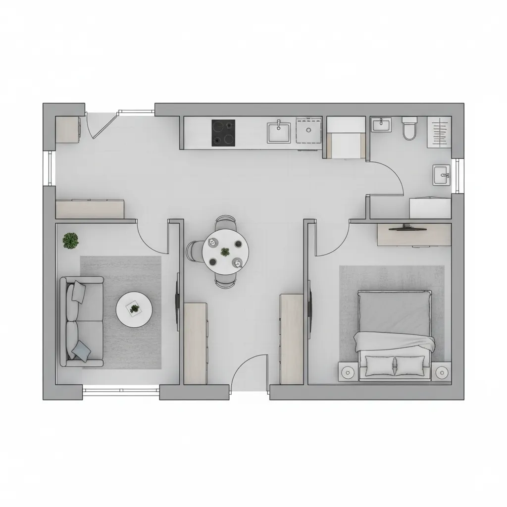 Sơ đồ bố trí mặt bằng căn hộ 40m2