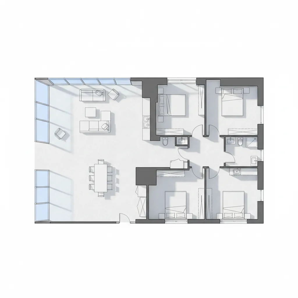 Space Distribution in a 40x60 Floor Plan