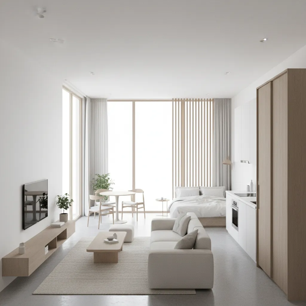 Phối cảnh 3D nội thất nhà 4x8m 1 tầng hiện đại