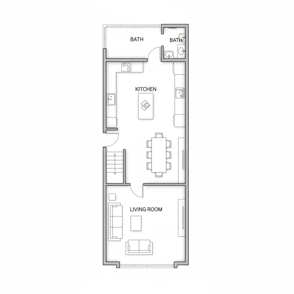 Sơ đồ bố trí mặt bằng nhà ống 5x15
