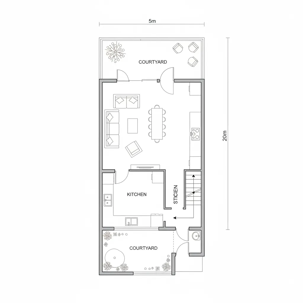 Sơ đồ mặt bằng nhà phố 5x20