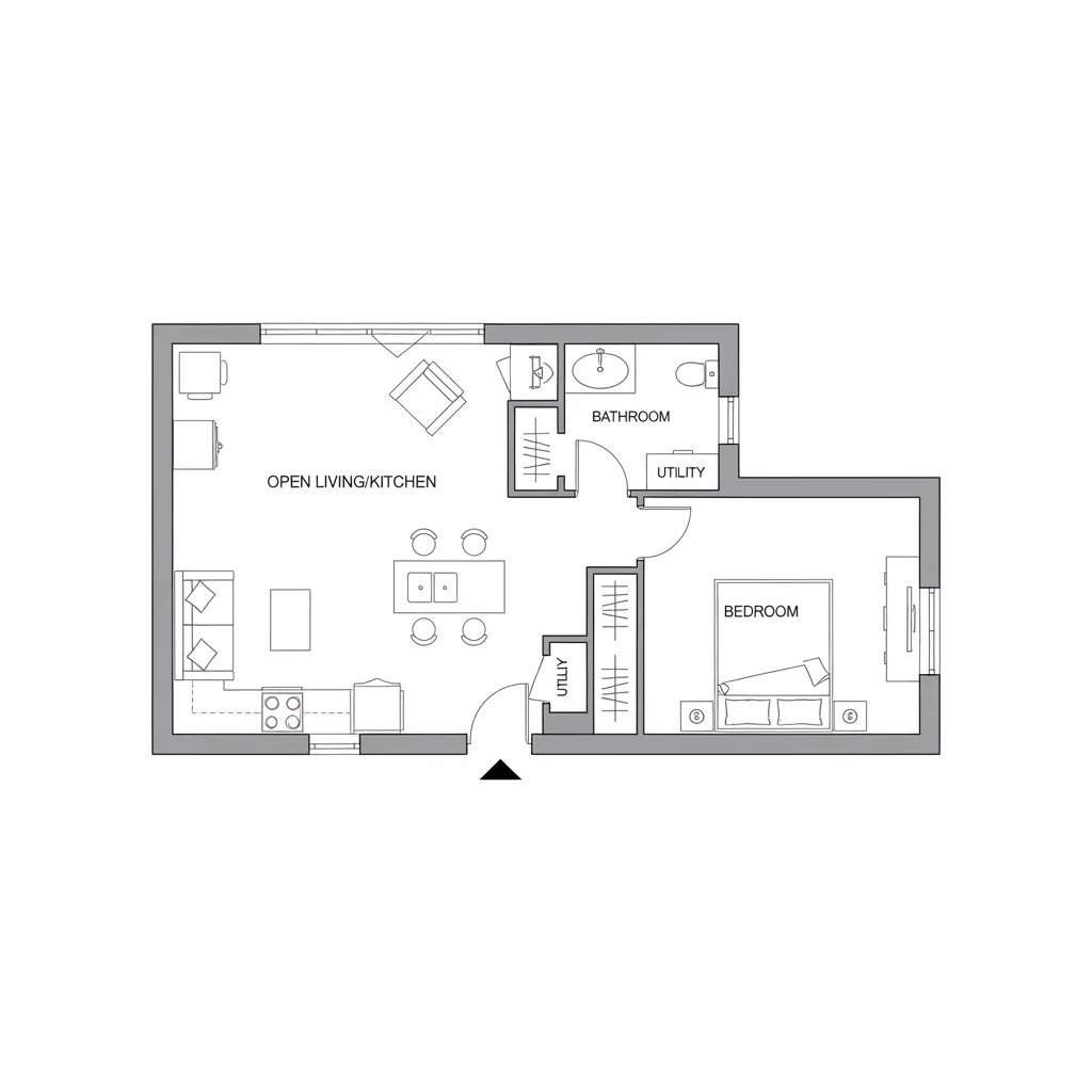 Efficient 650 sq ft house floor plan layout