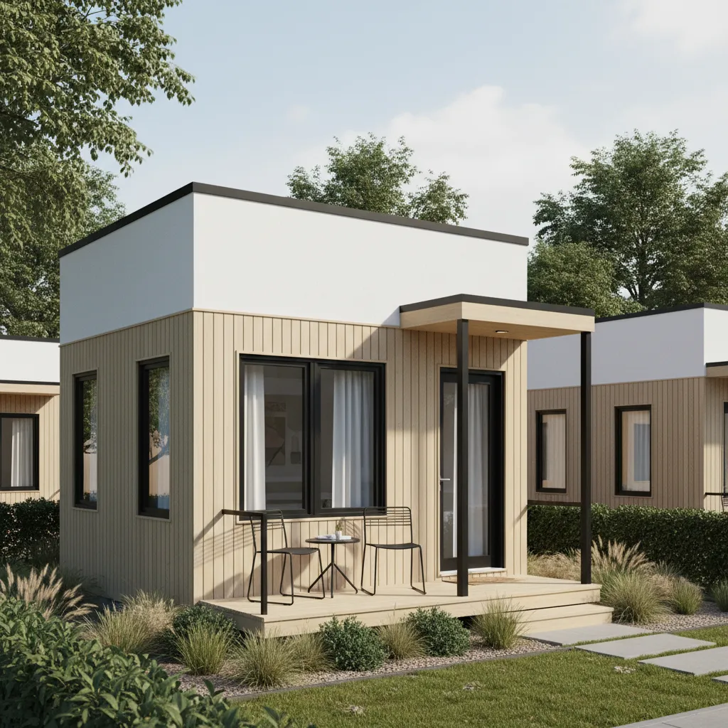 modern 650 sq ft small house exterior with compact layout