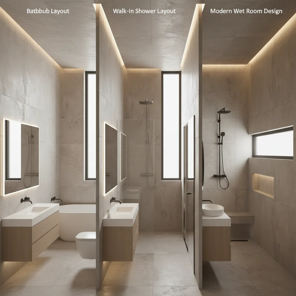 6x12 Bathroom Layout Comparison: Tub vs Walk-In Shower vs Wet Room