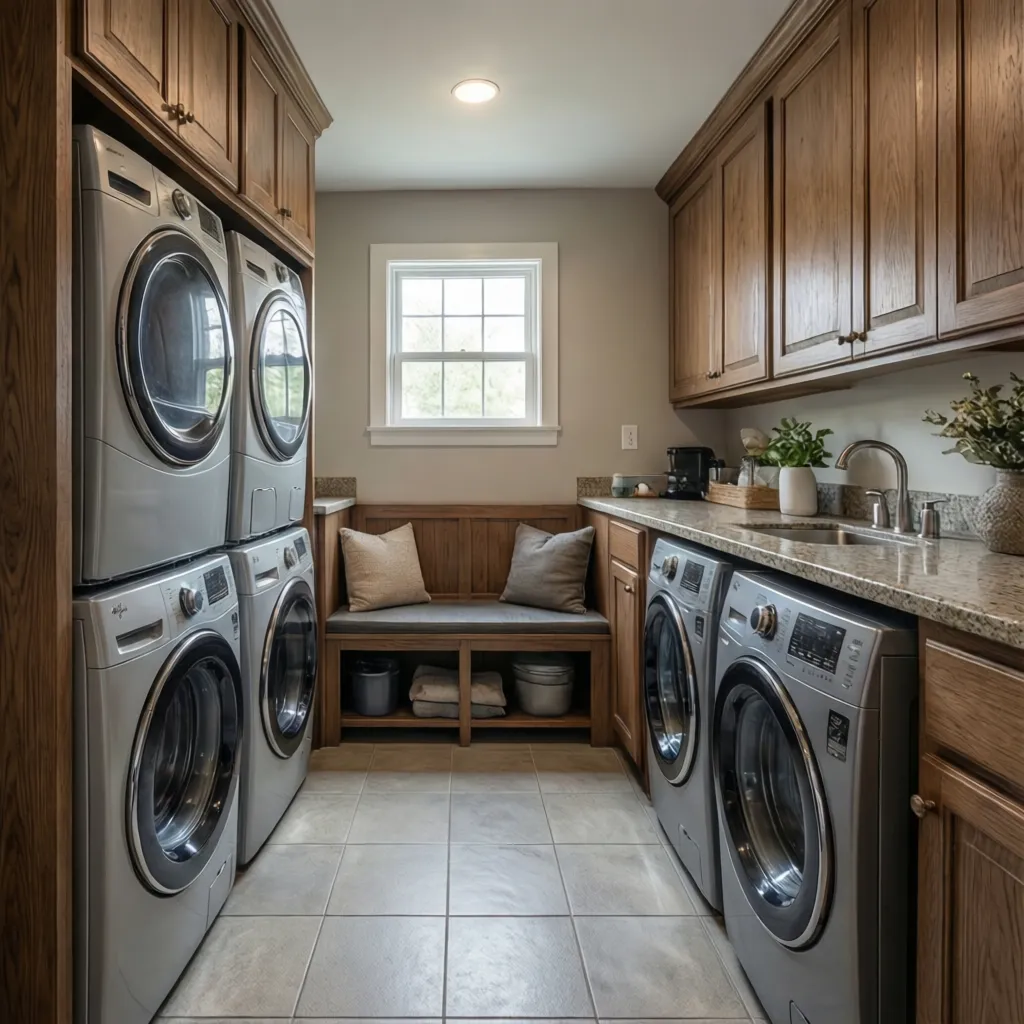 Side by Side vs Stacked Appliances in a 6 x 12 Laundry Mudroom