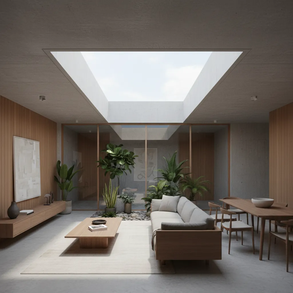 giếng trời trong nhà cấp 4 6x15m