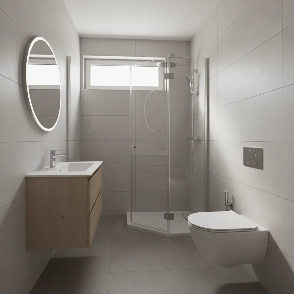 realistic small 6x5 bathroom layout with shower toilet and vanity