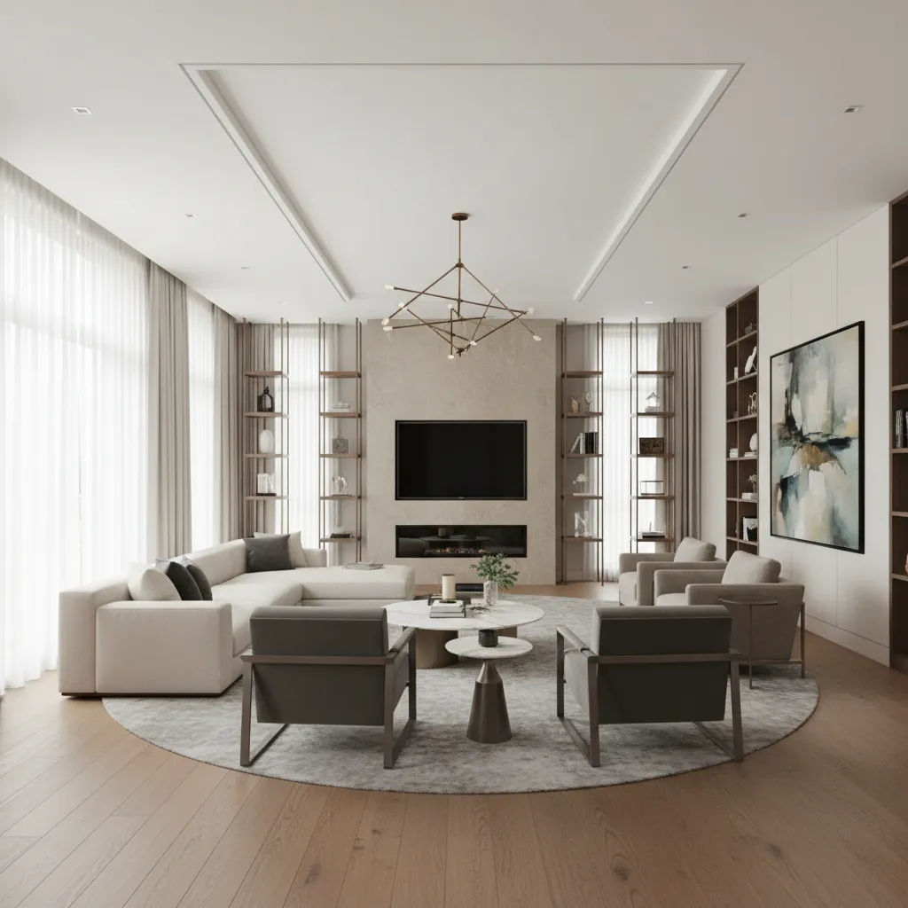 Large luxury living room typical of a 7000 square foot house