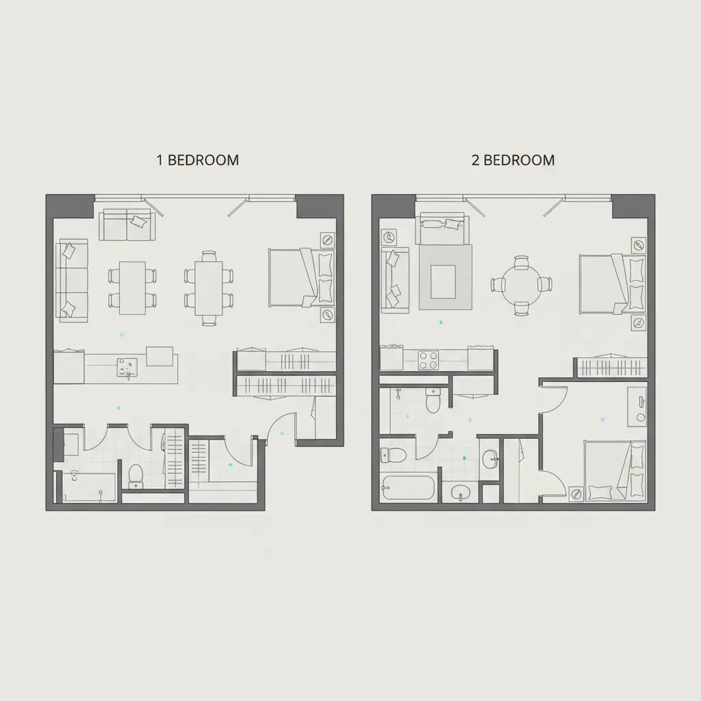One Bedroom vs Two Bedroom 720 Sq Ft Layouts