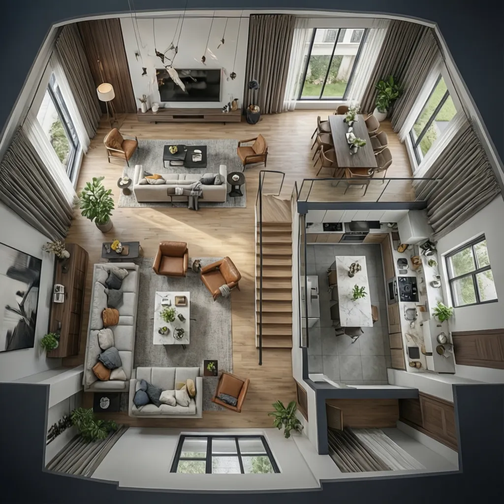 Floor layout concept for a 7m frontage townhouse