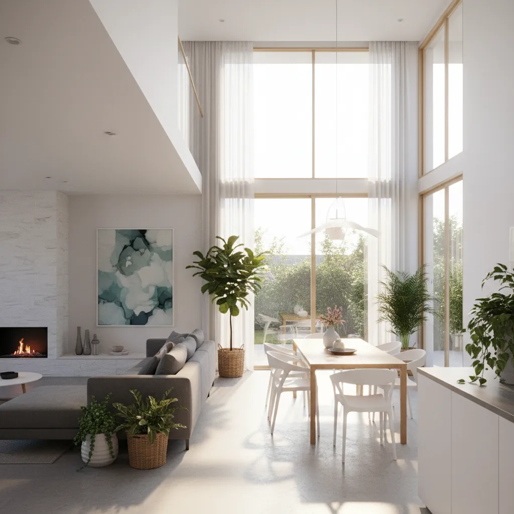 Bright interior with natural light in a 7m wide townhouse